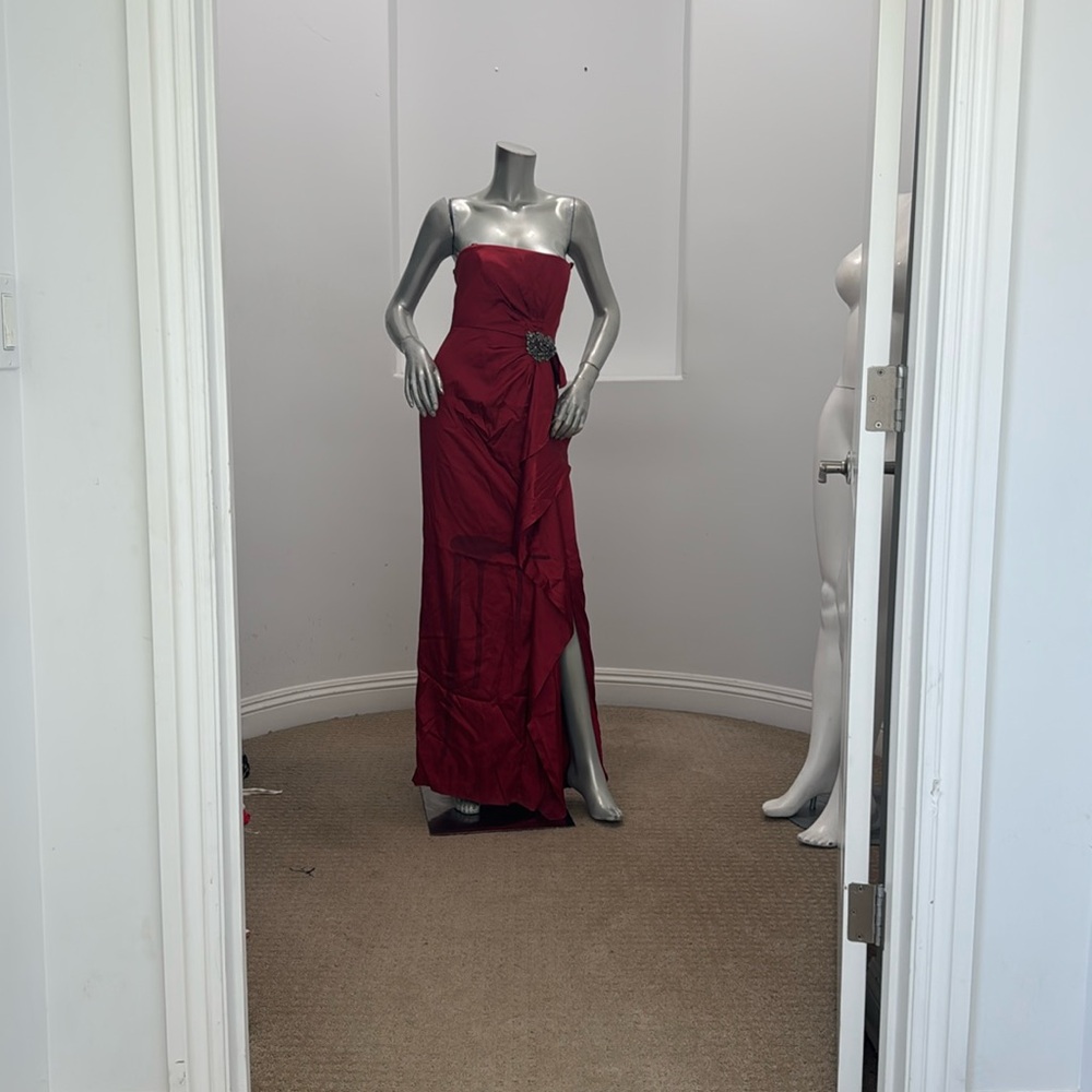 BBG maxazria gown, burgundy satin dress size 2